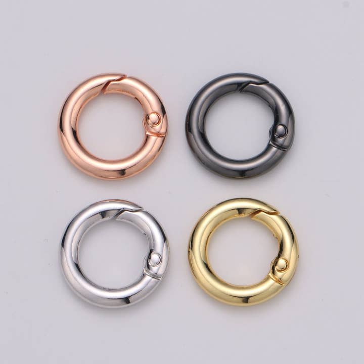 Chunky Gold Spring Gate Ring, Push Gate ring, 20mm Round Ring, Charm Holder 24K Gold Filled Clasp for Link Chain Connector L-032~L035 L084 L085 for wholesale by Aim Eternal