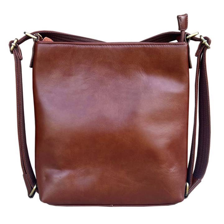 Roma Leathers, Inc. - Wholesale Crossbody Bag - Women's - Waxed oil cowhide leather crossbody backpack