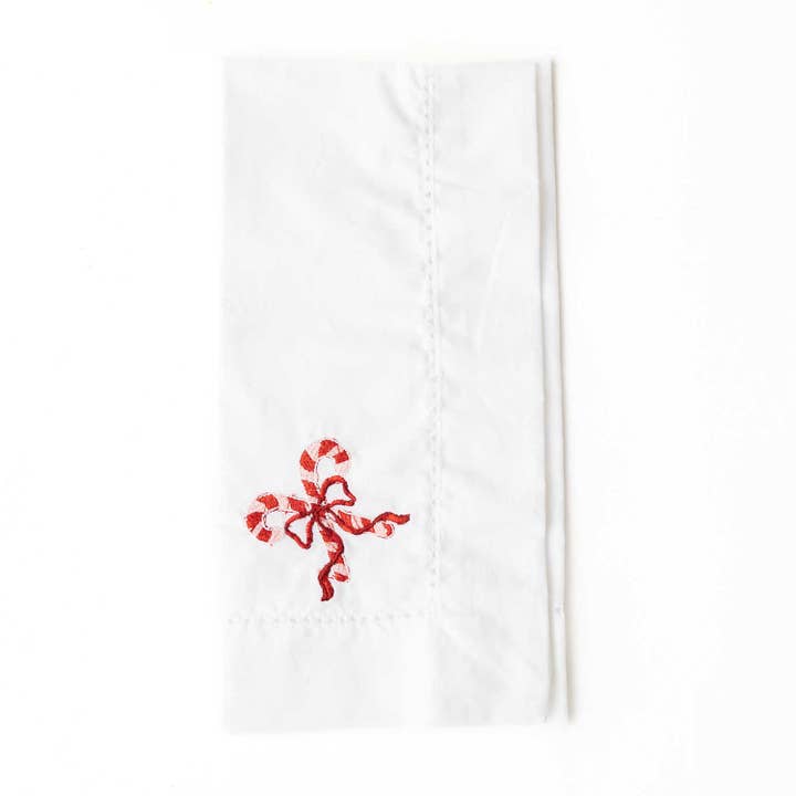 8 Oak Lane - Wholesale Dinner & Cloth Napkin - Candy Cane Embroidered Dinner Napkin3