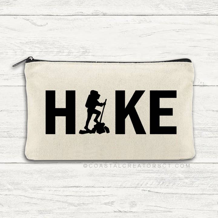 Hike Hiking Multi-Use Canvas Zipper Pouch Bag for wholesale by Coastal Creators of Connecticut