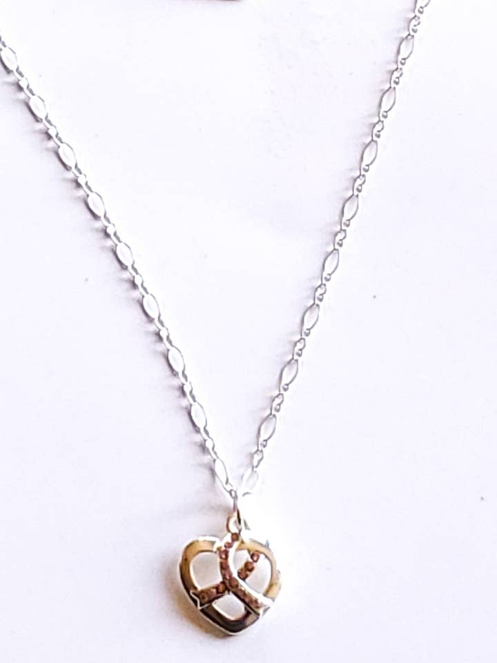 Crystal Pink Ribbon Heart Necklace for wholesale by Solluna Stones