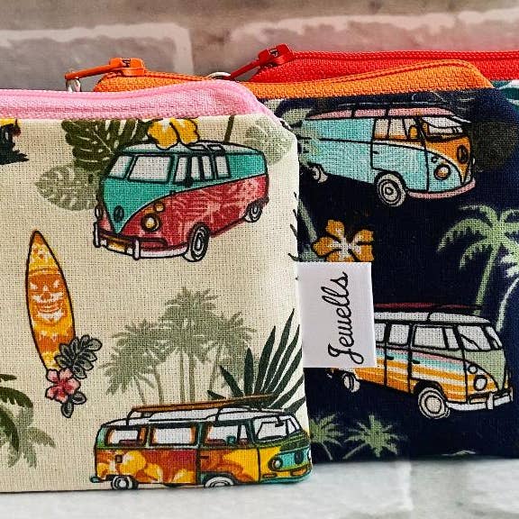 Jewells - Wholesale Pouch - Women's - Campervan Camper Surf Fabric Purse Pouch 3 colours