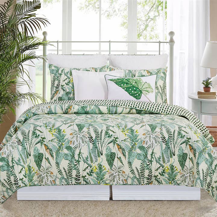 Parson Tropical Leaves Quilt Set for wholesale by C&F Home