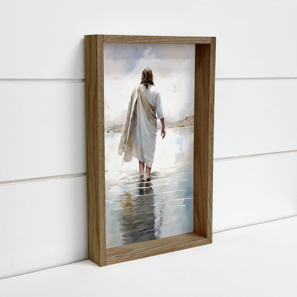 Hangout Home - Wholesale Art Print - Jesus Walking on Water - Jesus Canvas Art - Wood Framed Art0