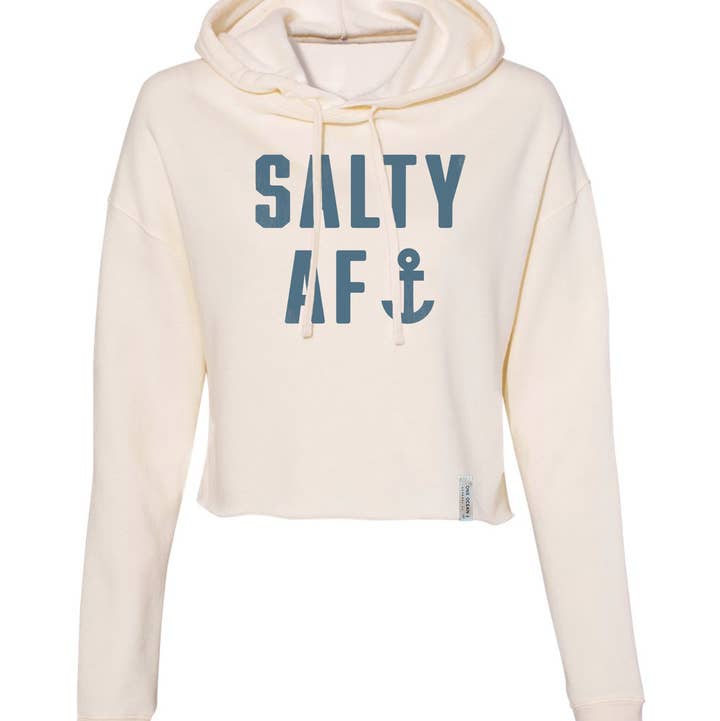 Salty AF Crop Hoodie for wholesale by One Ocean Apparel Co..