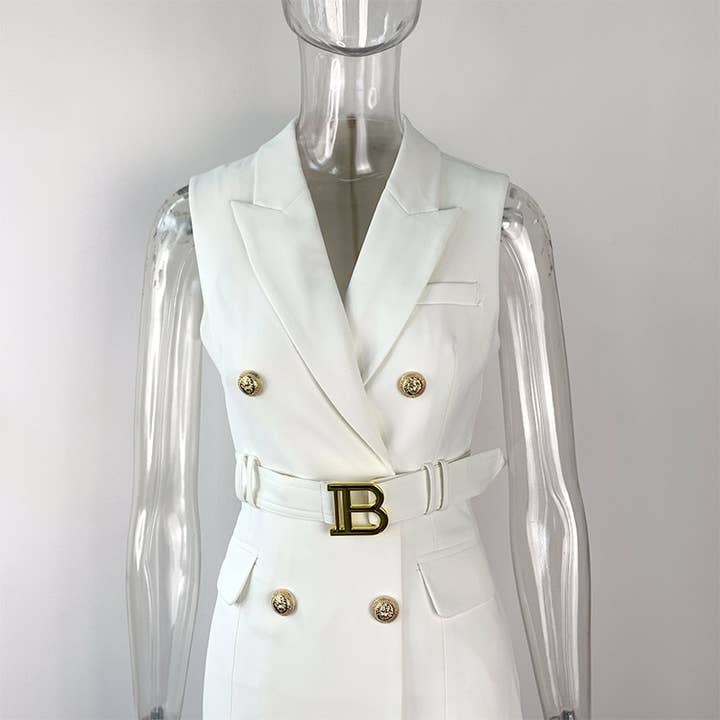 Productseeker - Wholesale Dress - Women's - DR008Y Fushcia Sleeveless Tie-Waist Suit Dress 7