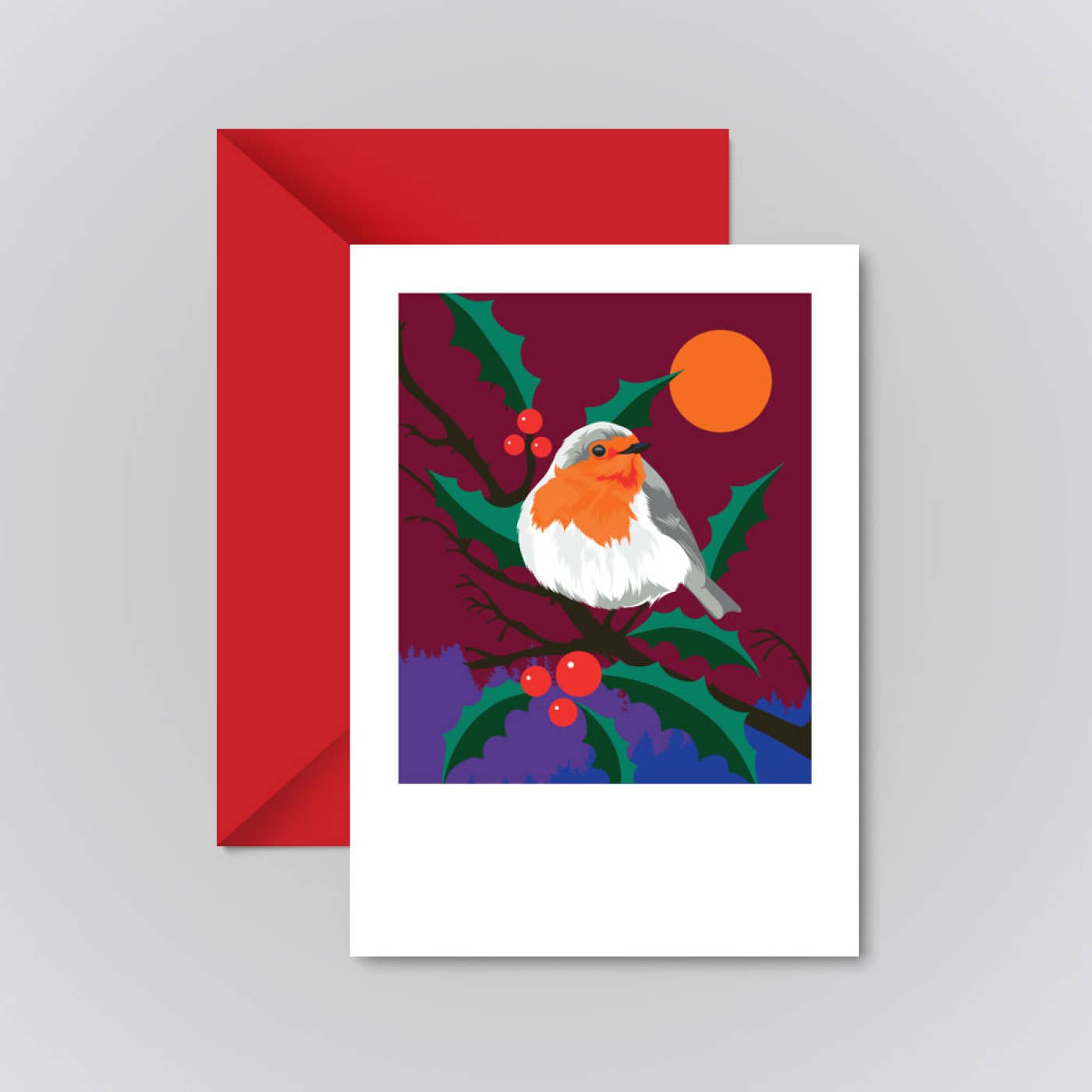 Pawpear - Wholesale Christmas Card - Robin & Holly Greeting Card0