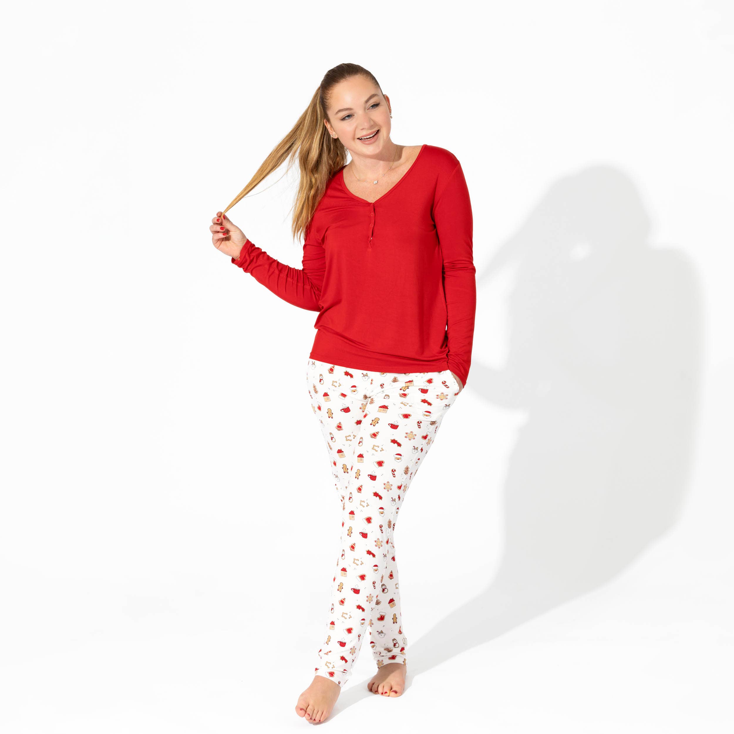 Bellabu Bear - Vente Haut et bas de pyjama – femme - Ensemble de pyjama en bambou pour femmes "Biscuits de Noël au sucre"5