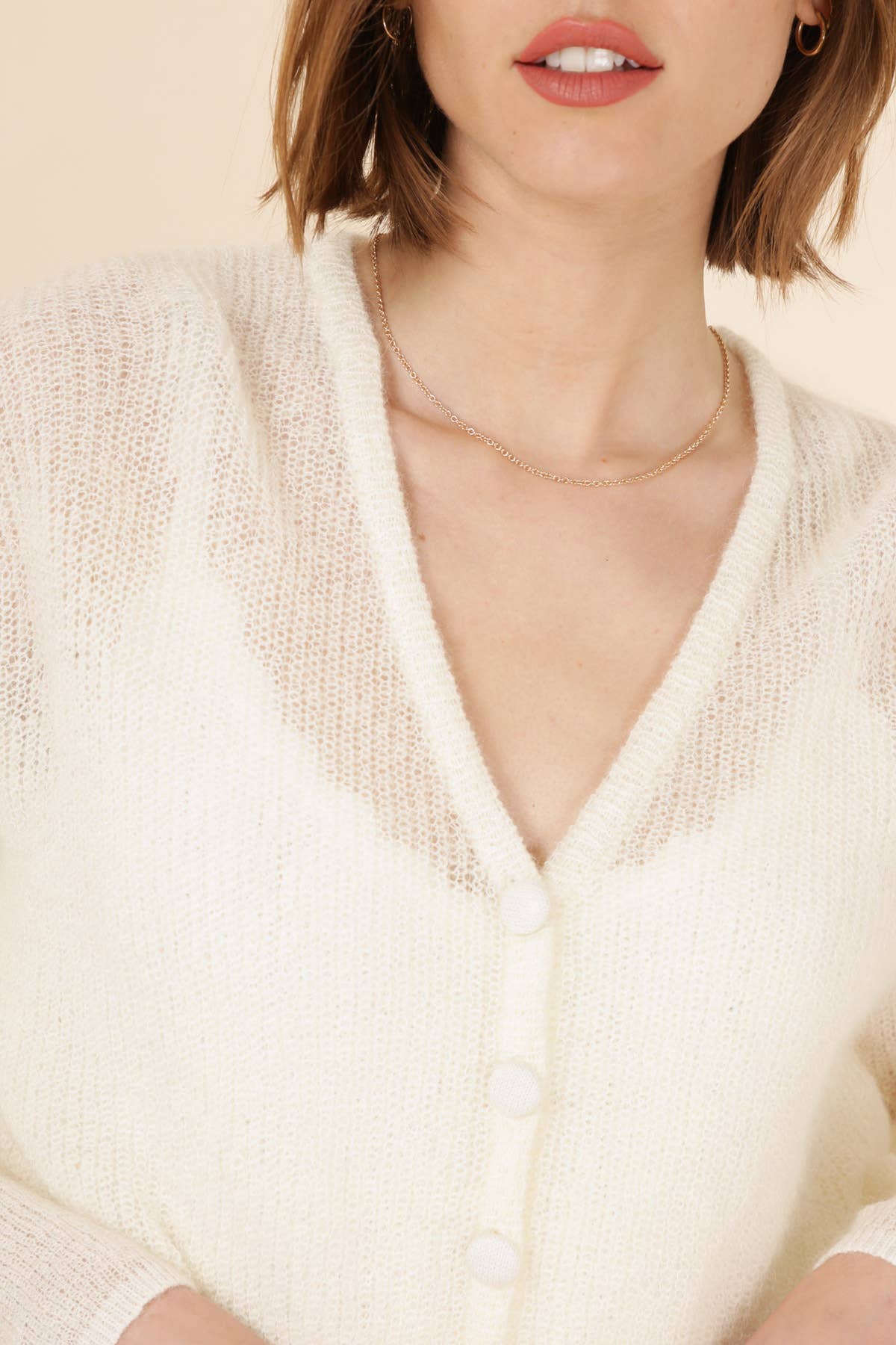 Calie Paris - Vendita all'ingrosso Cardigan - Donna - Cardigan Marlone con scollo a V e bottoni3