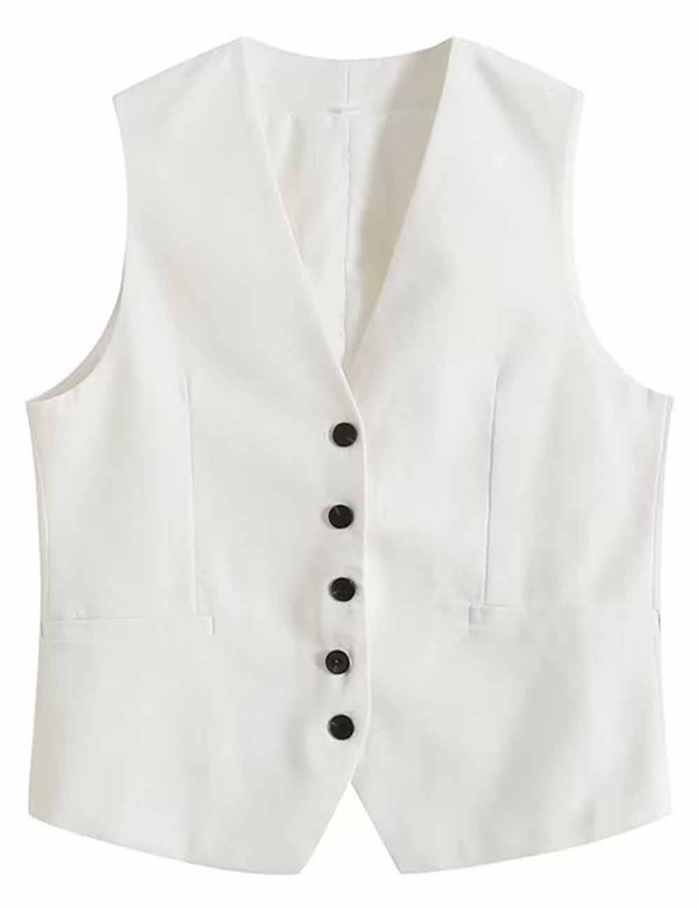 Sweetkama - Wholesale Suit Vest - Women's - Ladies Solid Color Sleeveless Button Cami K277880