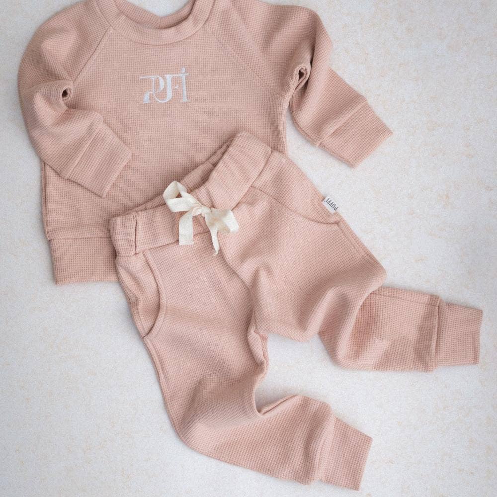 PUFFI - Wholesale Pants - Kids - Children’s Waffle Pants MONOCHROME – Powder Pink1