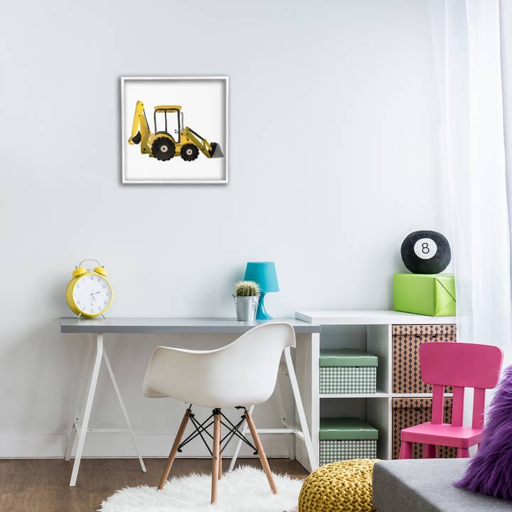 Stupell Industries - Vendita all'ingrosso Decorazione da parete - Bambini e neonati - Arte Incorniciata con Bulldozer Semplice Giallo25