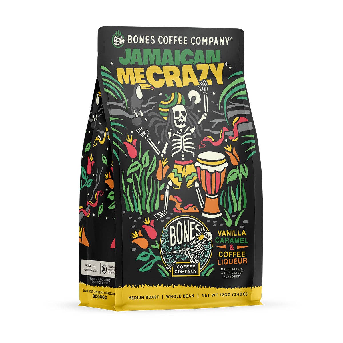 Bones Coffee Company - Vendita all'ingrosso Caffè in grani - Jamaican Me Crazy® Coffee | 340 g | Chicchi interi e macinato4