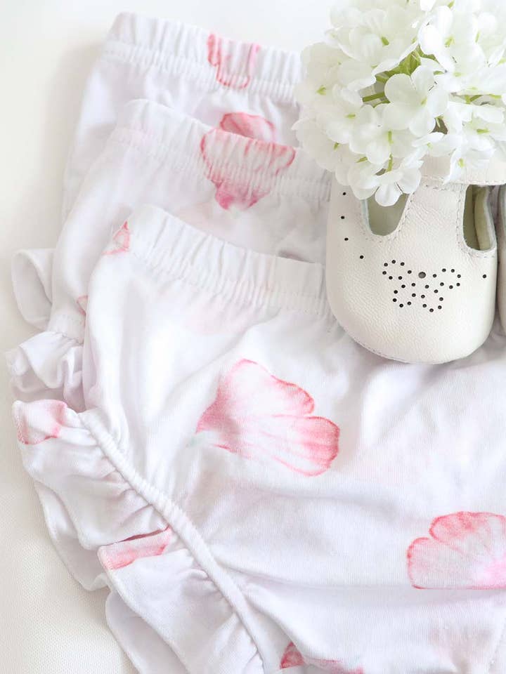 Baby Girls Aerin Petal Cotton Jersey Ruffle Bloomer (Limited Edition Print) for wholesale by Maman