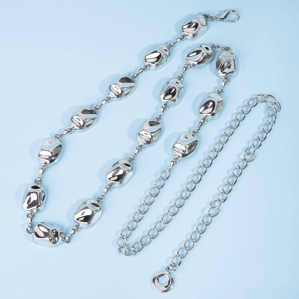 Collections by Fame Accessories – wholesale Belt – Women's – Warped Metallic Oval Link Chain Belt5