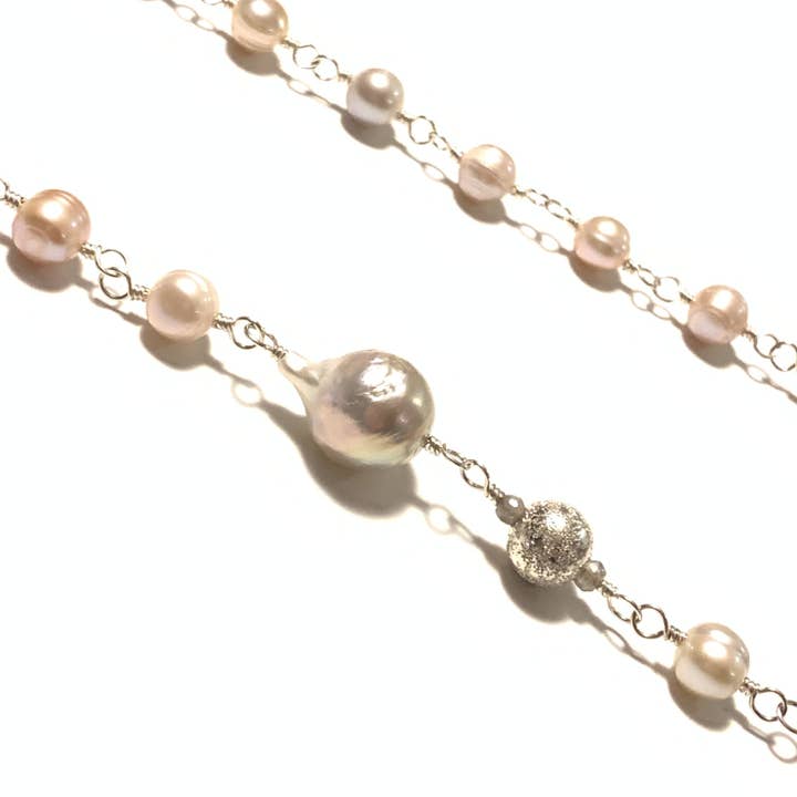 Solid Design Studios - Wholesale Beaded/Pearl Necklace - Peach Baroque Pearl, Ultra Baroque Pearl & Sterling Silver Infinity Necklace2