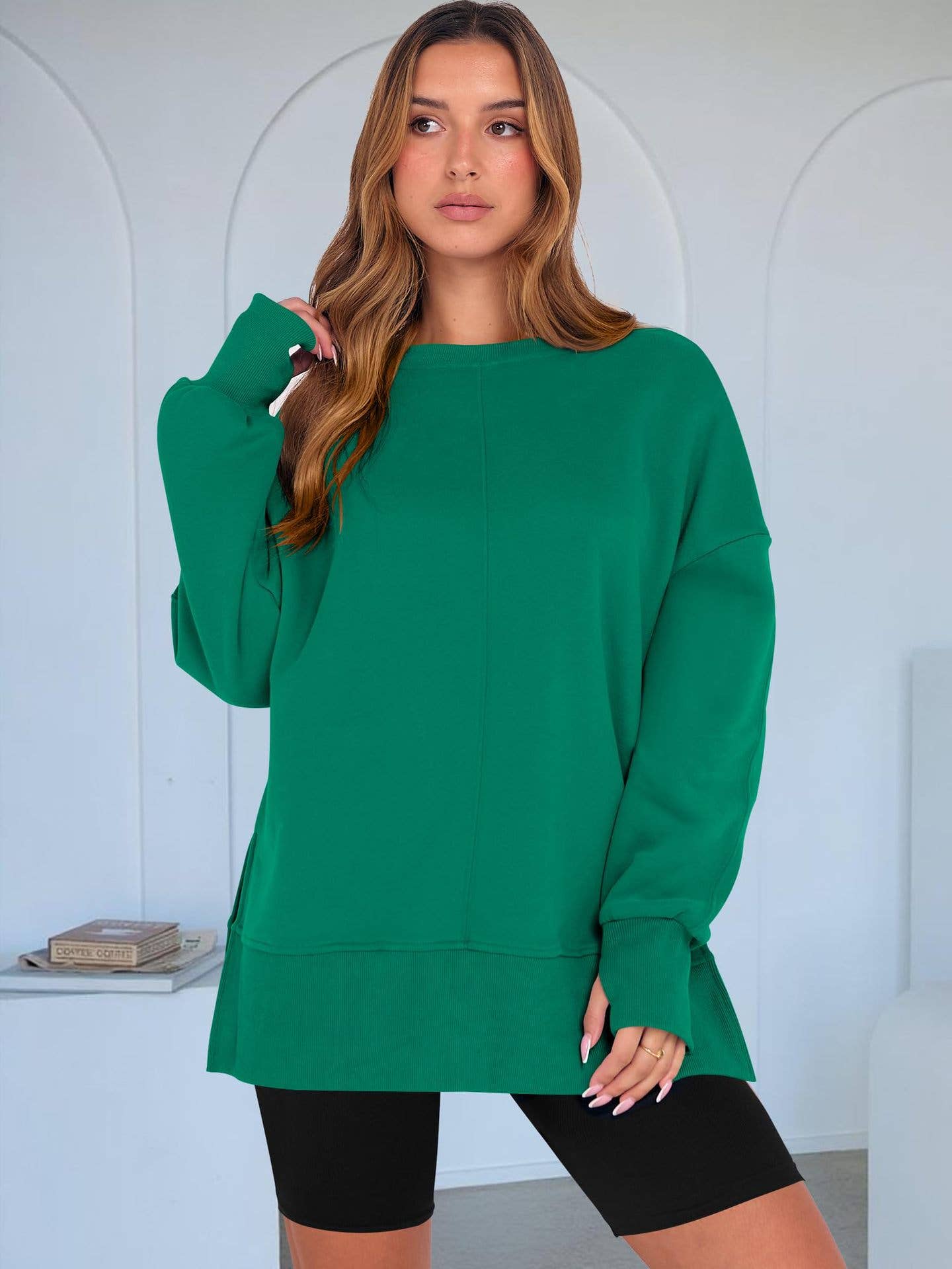 Lily Clothing - Wholesale Sweatshirt - Women's - Casual round-neck loose sporty split sweatshirt12