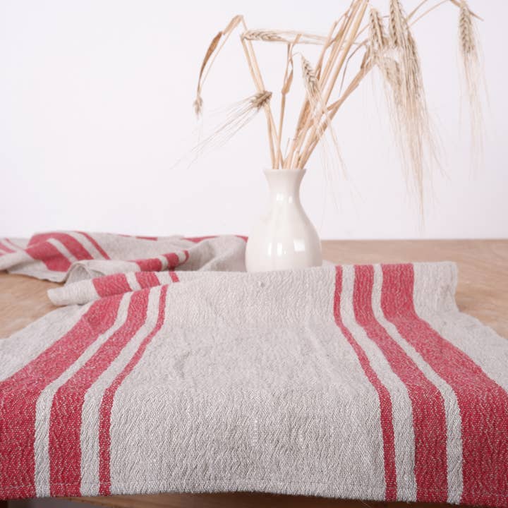 NorraVilla – Runner de mesa por atacado – Caminho de mesa em linho com faixas pretas6