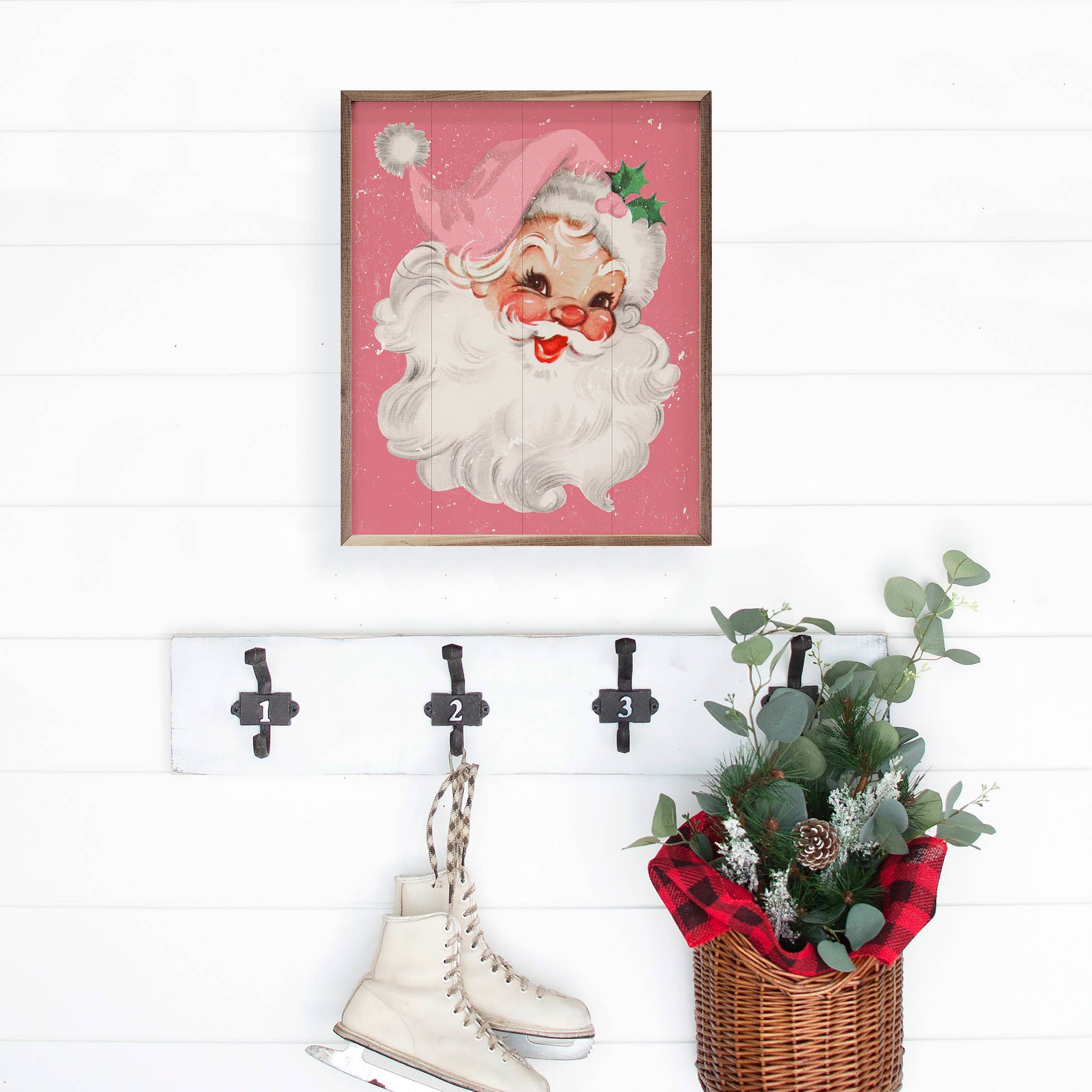 Kendrick Home - Wholesale Christmas Wall Art - Pink Santa2