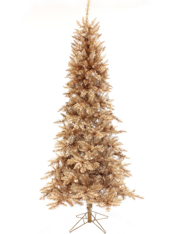 6.5' Rose Gold Tree with Metal Stand, 624 Tips, Dia 38" for wholesale by Perfect Holiday