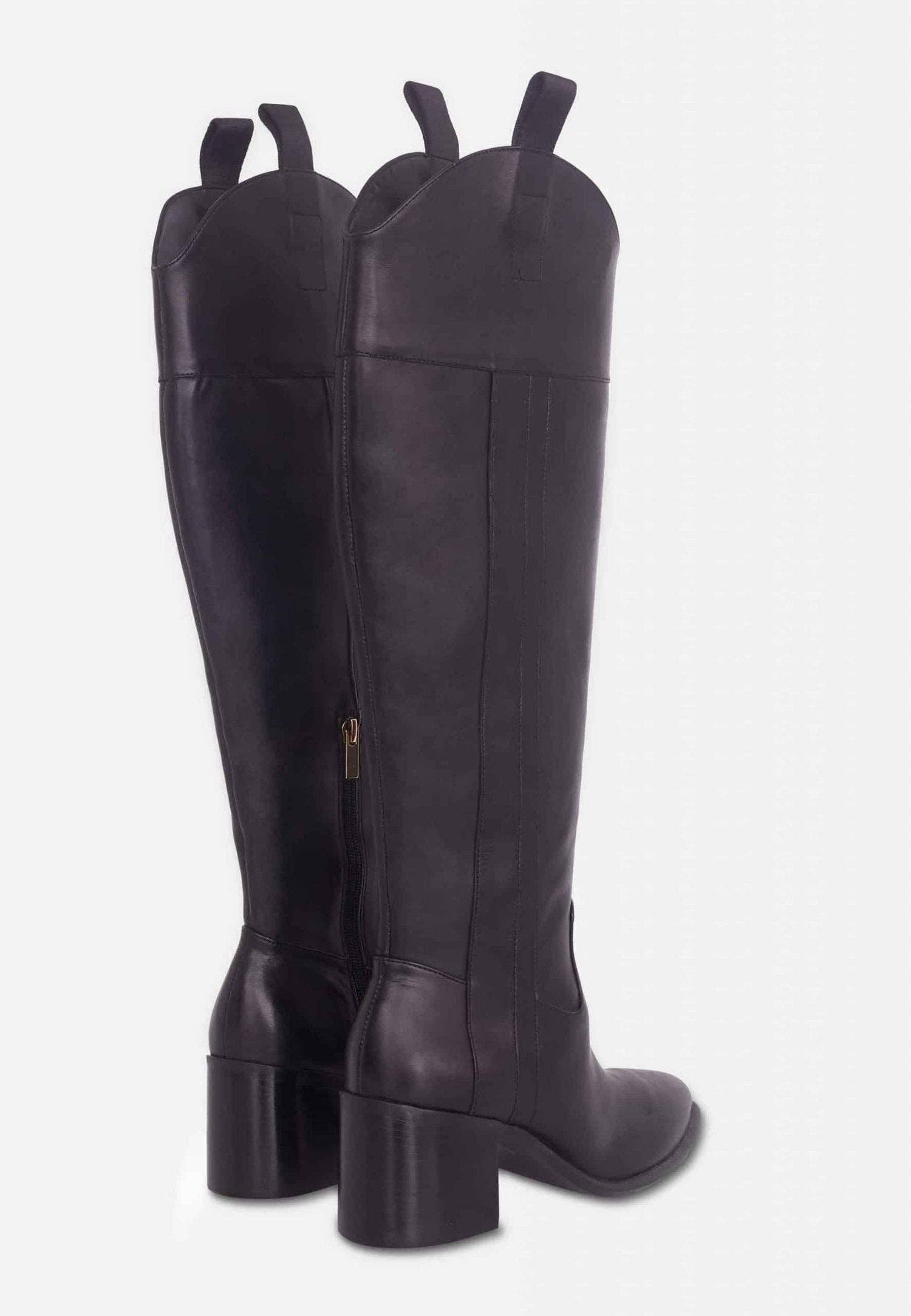 Mangará Atelier - Wholesale Boots - Women's - Brown Calf Leather Knee-High Boots – Women’s Block Heel Riding Boots4