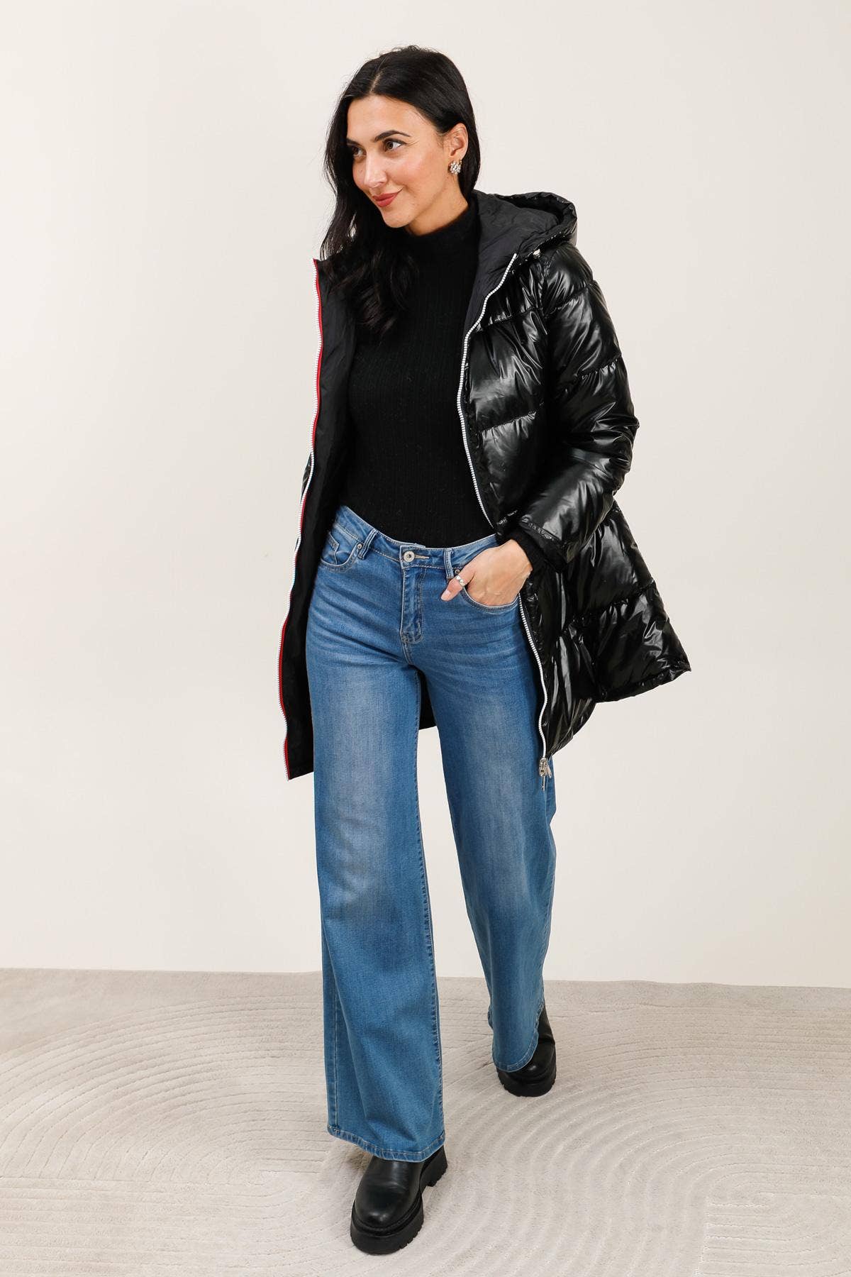 Attrait Paris - Wholesale Puffer Jacket - Women's - Mid-length reversible waterproof puffer jacket23