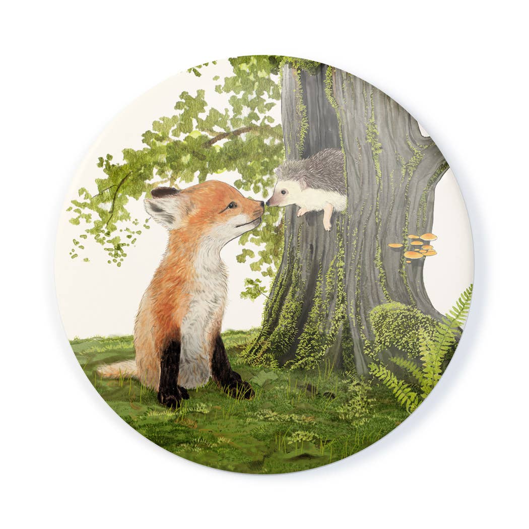 Felix Doolittle - Wholesale Compact Mirror - Fox and Hedgehog - Pocket Mirror with wool-felt pouch