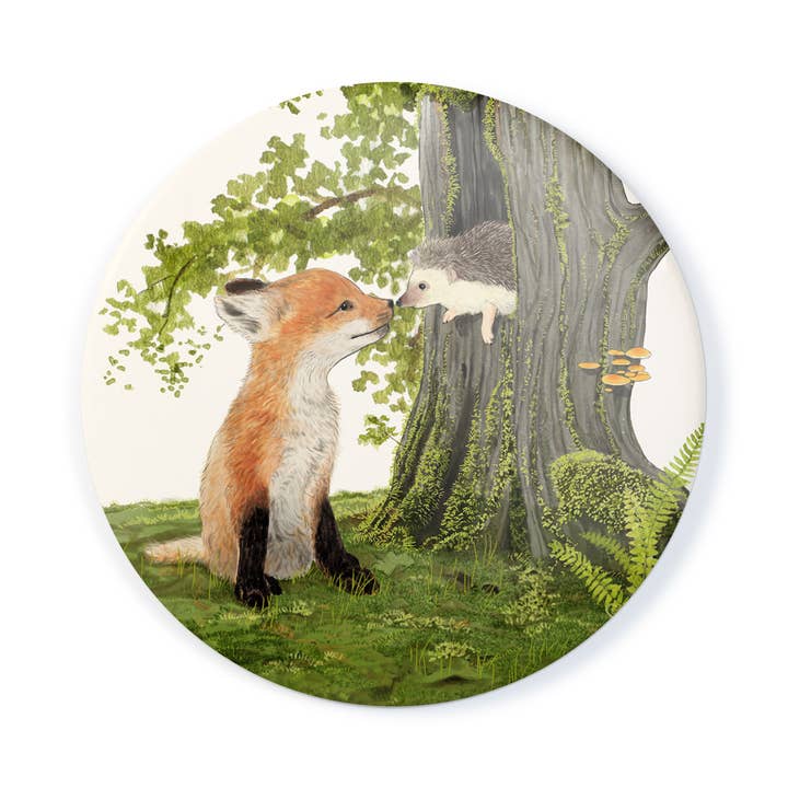 Felix Doolittle – wholesale Kompakt spegel – Fox and Hedgehog - Pocket Mirror med ullfiltpåse