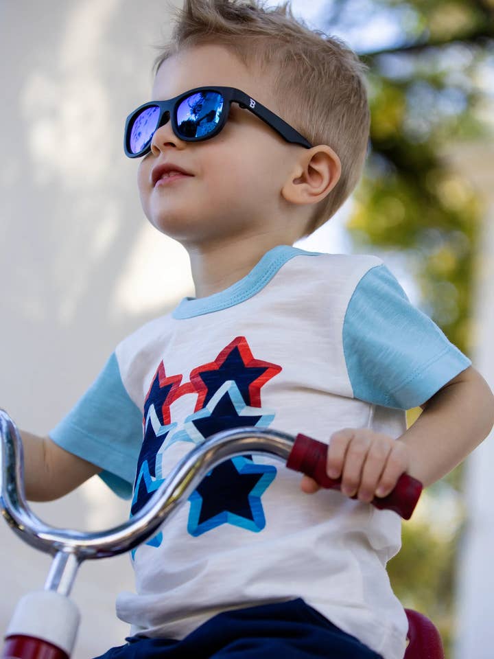 Monica + Andy - Wholesale Top & Short Set - Kids - Short Sleeve Tee + Pocket Short Set_Patriotic Sunglasses