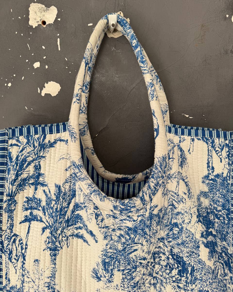 bhavnas boutique – Sacola - Mulher por atacado – Bolsa de Algodão Estampada e Acolchoada - Sacola de Compras2