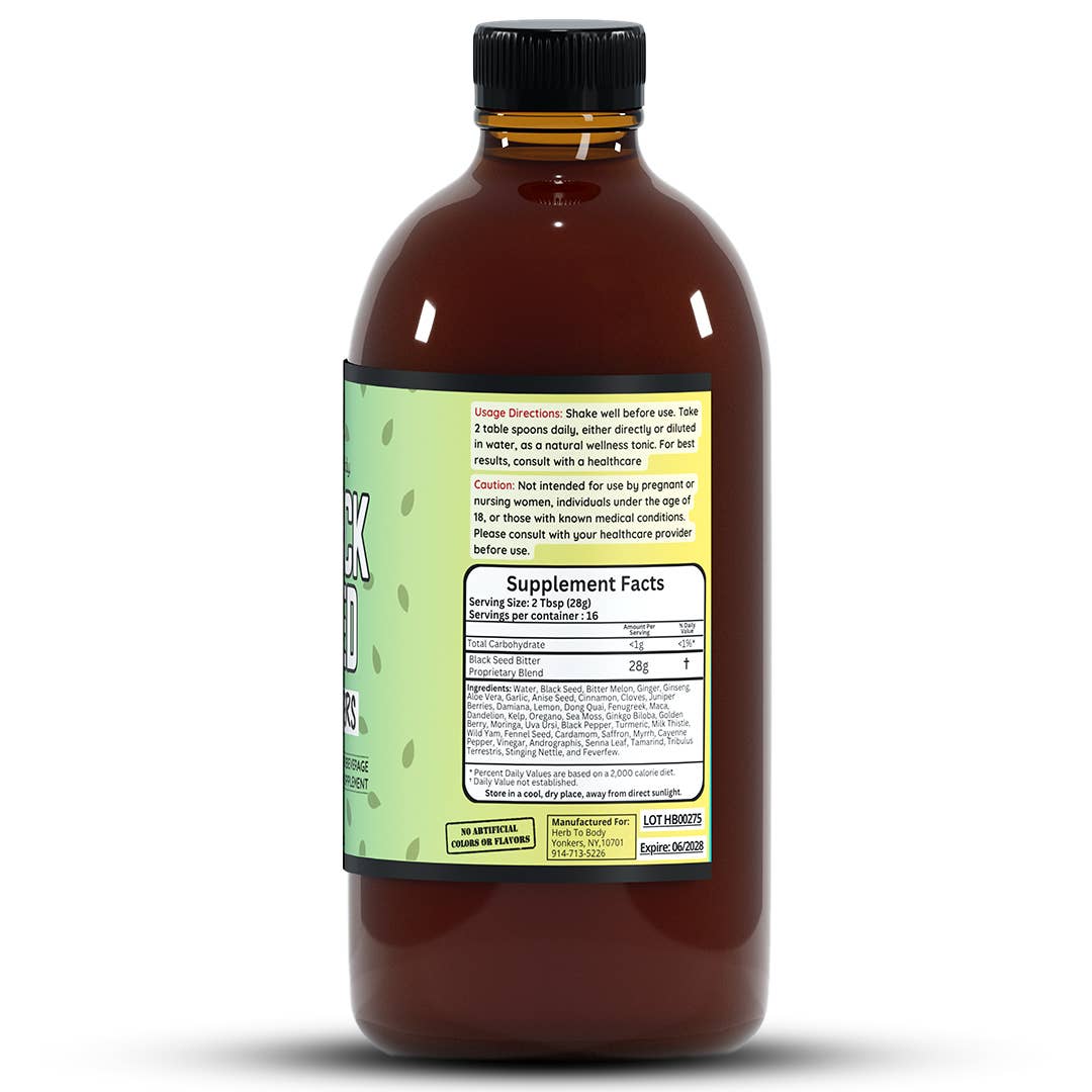 Herb To Body - Wholesale Oral Supplement/Vitamin - Black Seed Bitter 16oz | Digestive & Wellness Tonic1