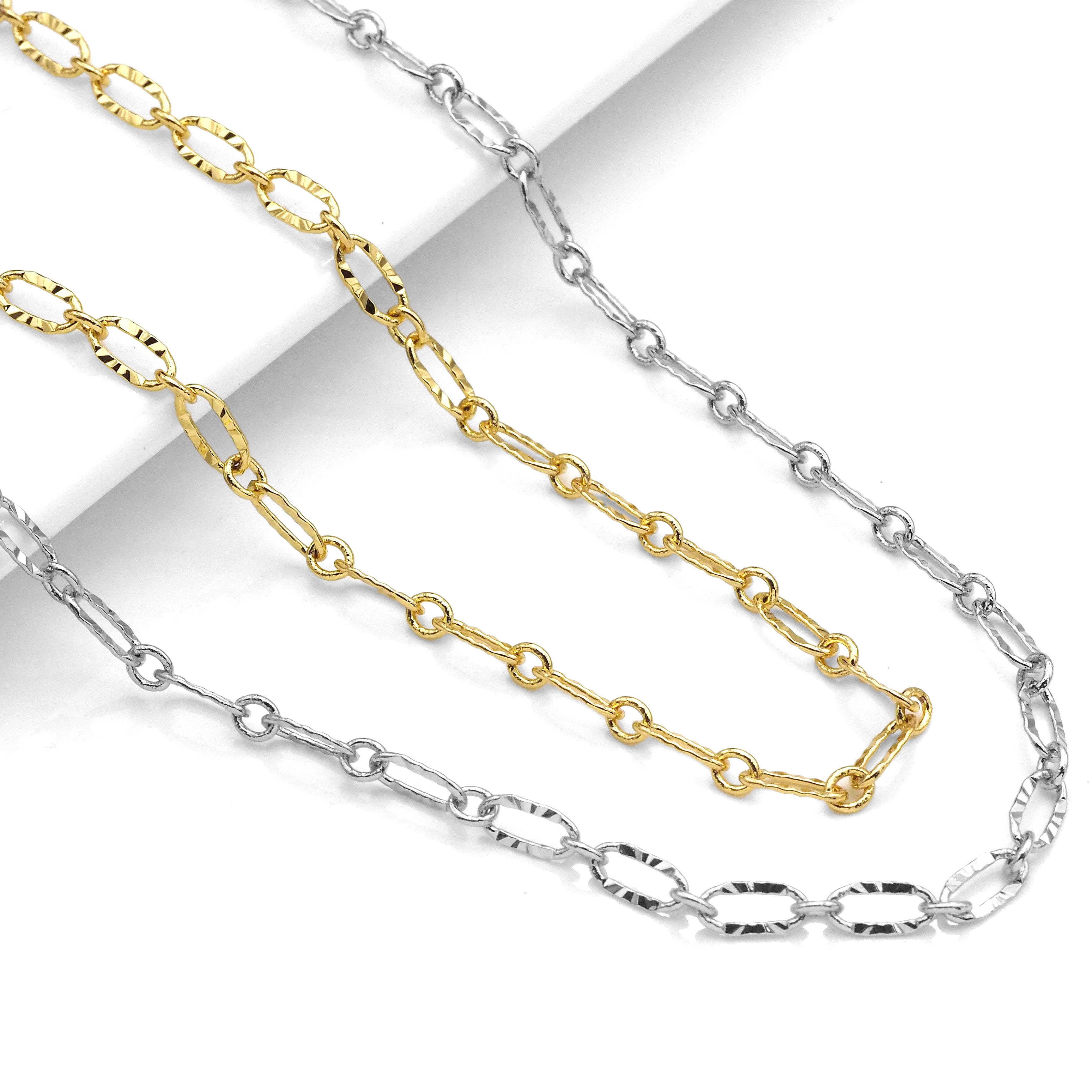 BestBeads&Beyond - Wholesale Link & Chain Necklace - 4mm Gold Flat Oval Linked Chain by Yard, Dainty  Delicate Oval Link Chain, Gold Plated Brass Chain, Wholesale Chain, sku#LK1244