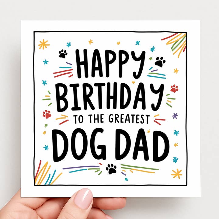 Happy Birthday Dog Dad card, Birthday Card Him, Dog Dad Card for wholesale by DoodlecardsBoutique