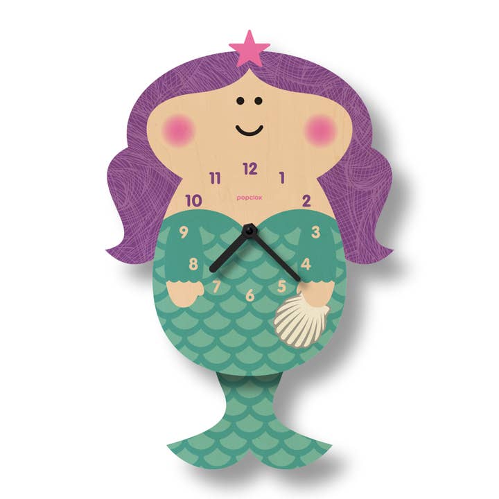 Popclox - Wholesale Wall Clock - Mermaid Pendulum Clock - Wood