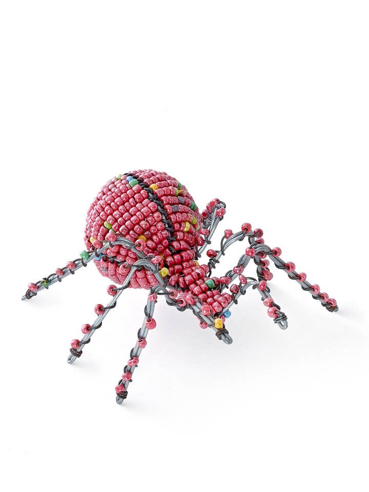 Pretty Pink Beaded Spider for wholesale by Swahili | AFRICAN MODERN
