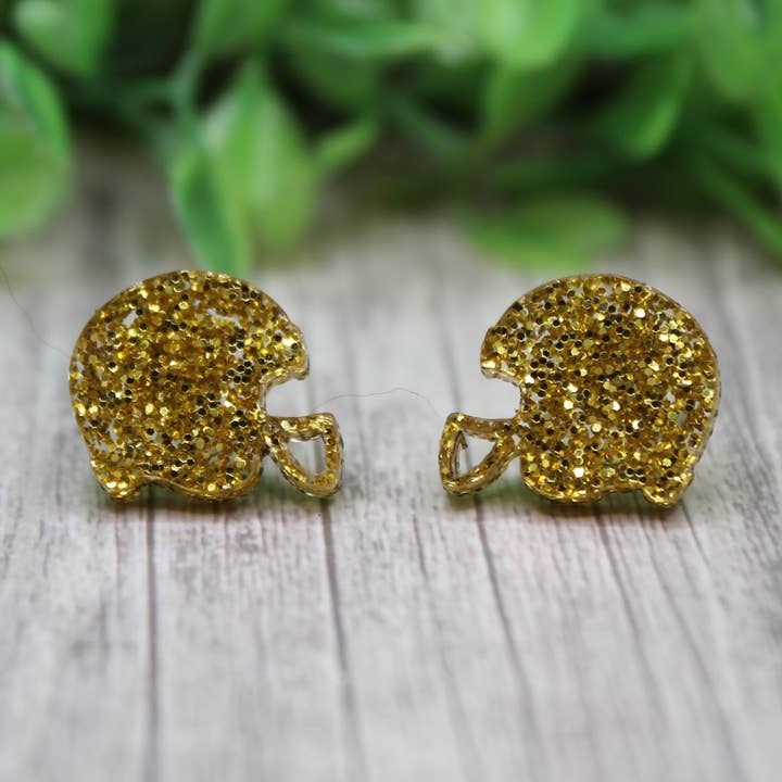 Gouden Glitters Voetbalhelm Oorstekers voor wholesale door Hylidae Boutique