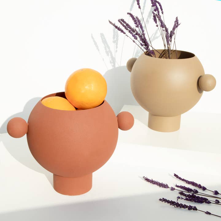 Vaso redondo marrom HF por atacado de Helio Ferretti