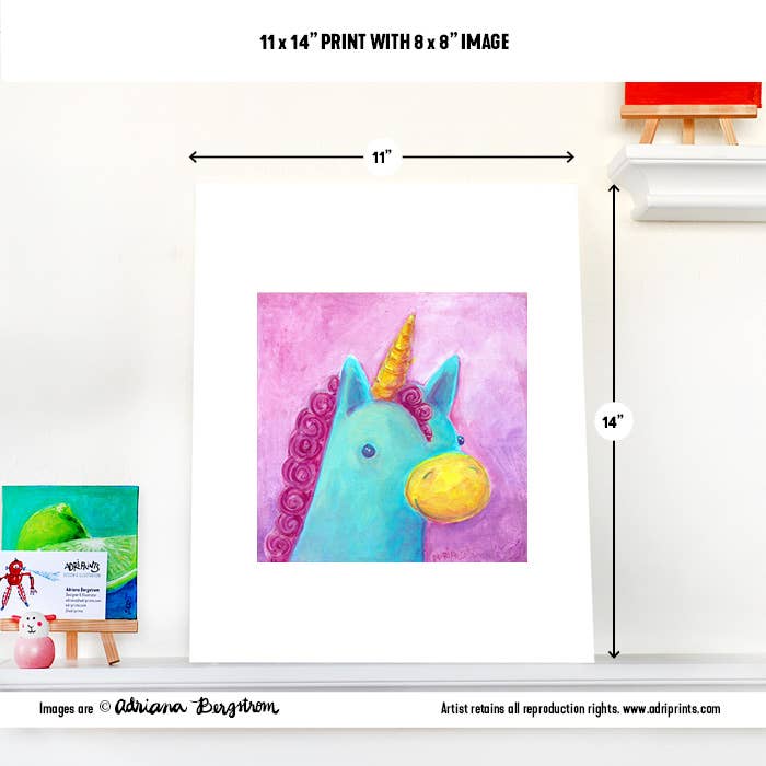 Magenta and Teal Unicorn Print, 11x14" for wholesale by Adriprints