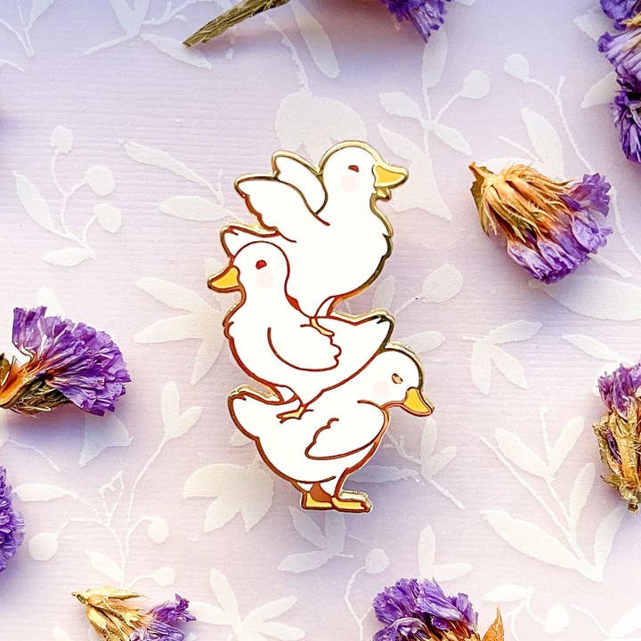 Alum and Ink - Wholesale Lapel pin/button - Mini Ducks Quack Stack Enamel Pin6