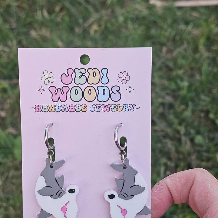 Hammer Head Shark Layered Acrylic Earrings for wholesale by Jedi Woods LLC