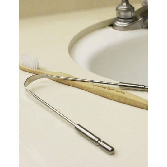 Brush With Bamboo - Wholesale Tongue Scraper - Stainless Steel Tongue Cleaner - Loose1
