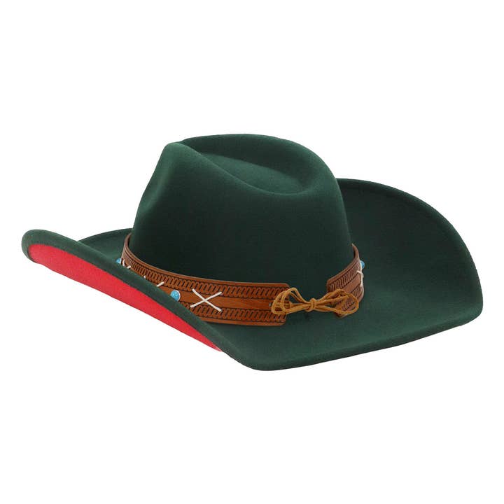 Cap Zone - Wholesale Cowboyhoed - Uniseks - Longhorn Stikselriem Tweekleurige Vilt Cowboyhoed19