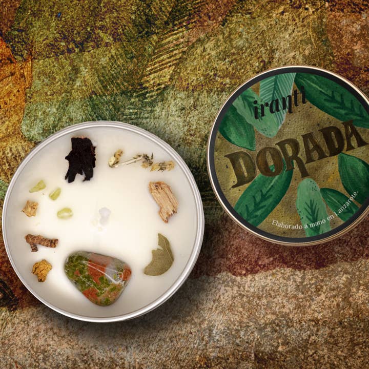 VELA AROMÁTICA DORADA (S) Aceite esencial Romero. para venta al por mayor de Iranti candles