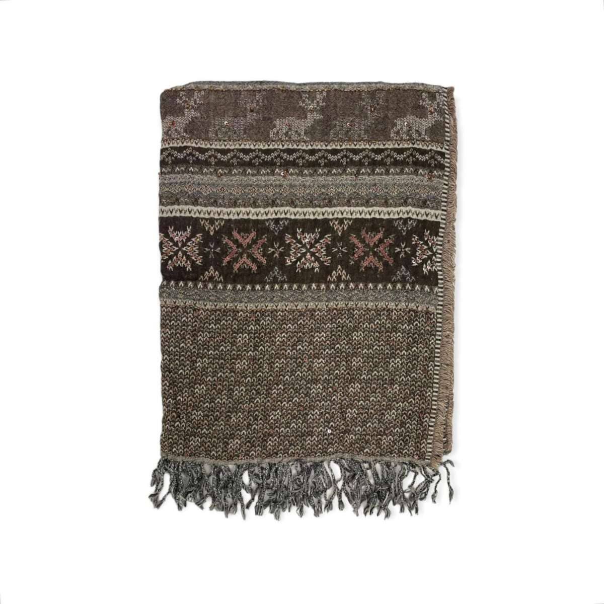 Chenson & Gorett – Cachecol - Mulher por atacado – Lenço Étnico Indiano de Lã com Paetês e Bordados8