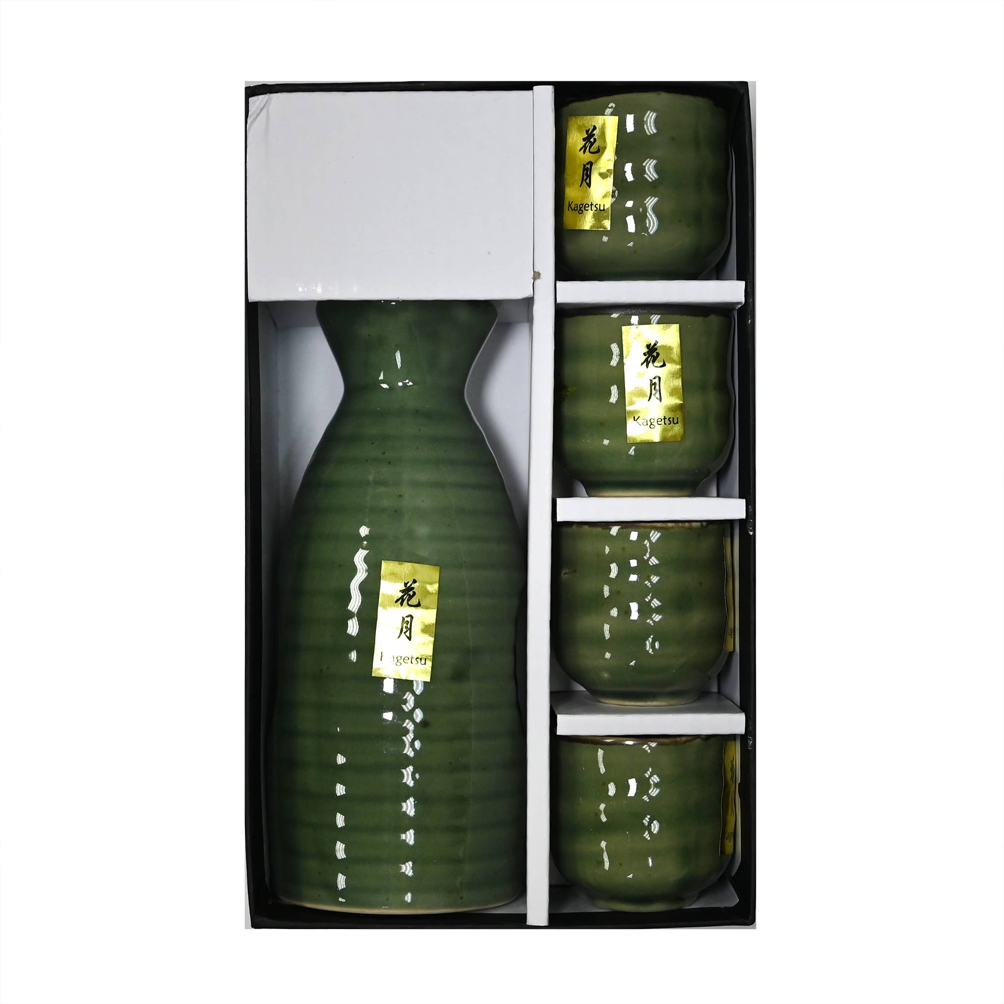 Fuji Merchandise Corporation - Wholesale Drinking Glass/Cup - SAKE SET – GREEN BAMBOO BRUSH DESIGN3