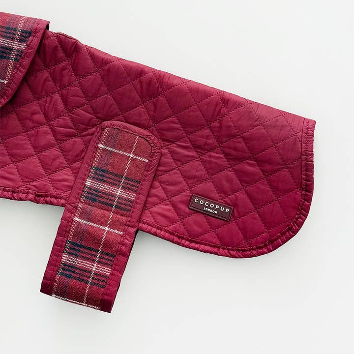 Cocopup London - Wholesale Pet coat – Dog - LUXE Quilted Dog Coat - Mulberry Plaid1