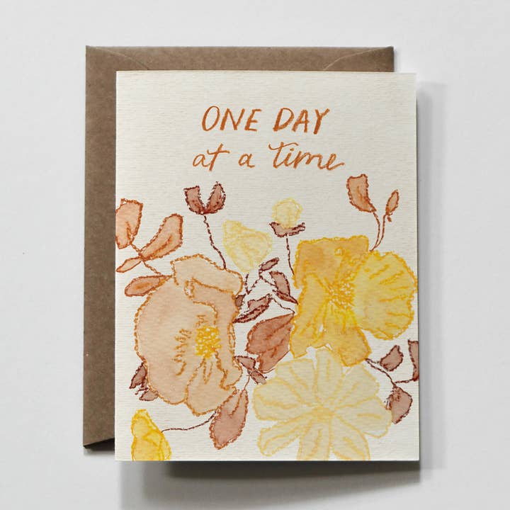 everglow handmade - Wholesale Encouragement Card - One Day At A Time | Floral Encouragement Greeting Card0
