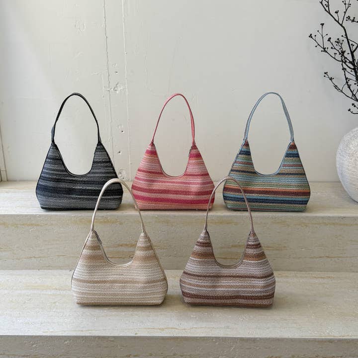 Lille PVC Sugerør Flerfarvet Stribet Taske-9414 for engroshandel hos Superbia