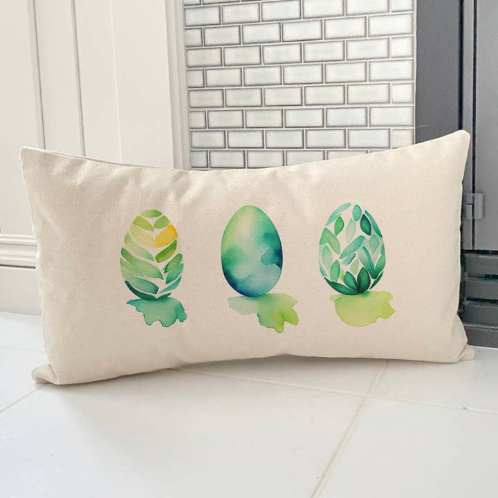 Watercolor Easter Eggs - Rectangular Canvas Pillow for wholesale by Cottage Shore