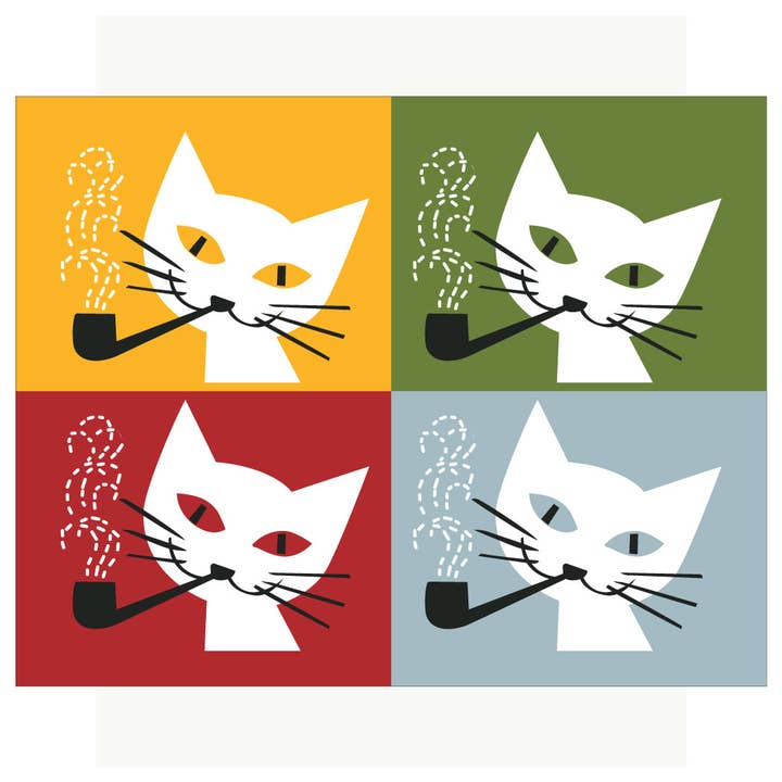 5'' x 7'' Pipe Smoking Cats Greeting Card for wholesale by Fridgedoor